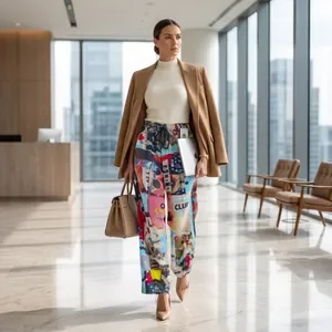 Multicolor Printed Wide Leg Pants For Women 3