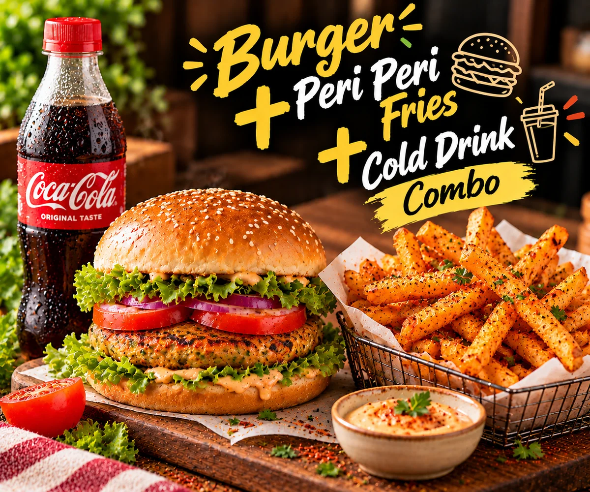 Veg Burger + Peri Peri Fries + Cold Drink Combo