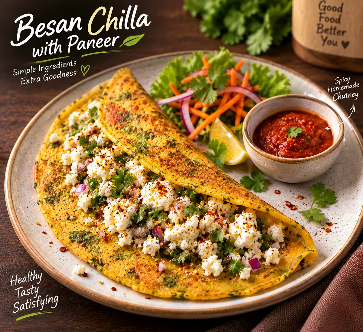 Besan Chilla (topped with Paneer)