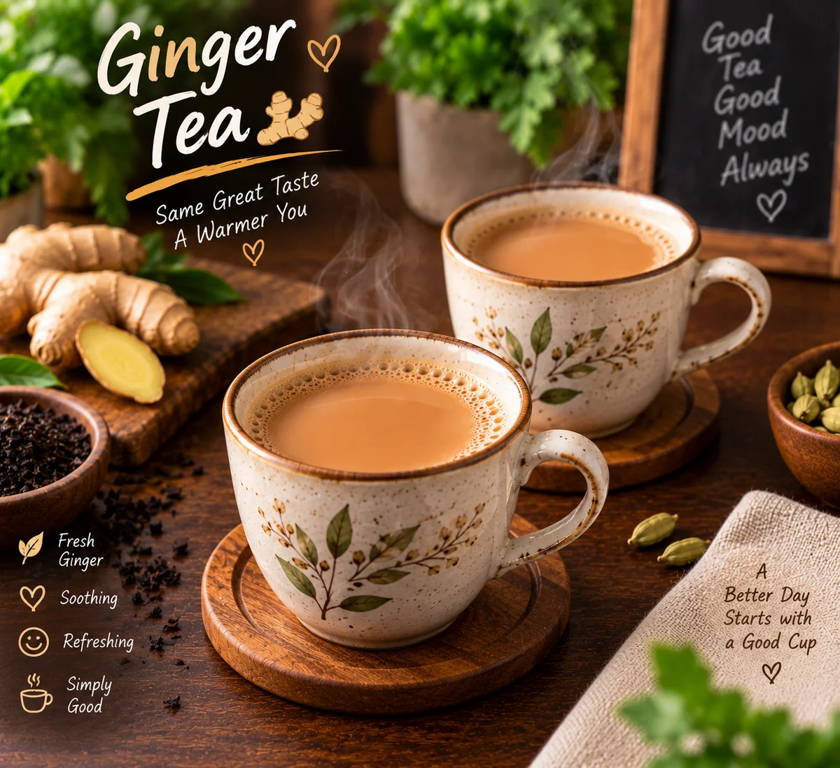 1+1 Tea (with sugar & ginger)