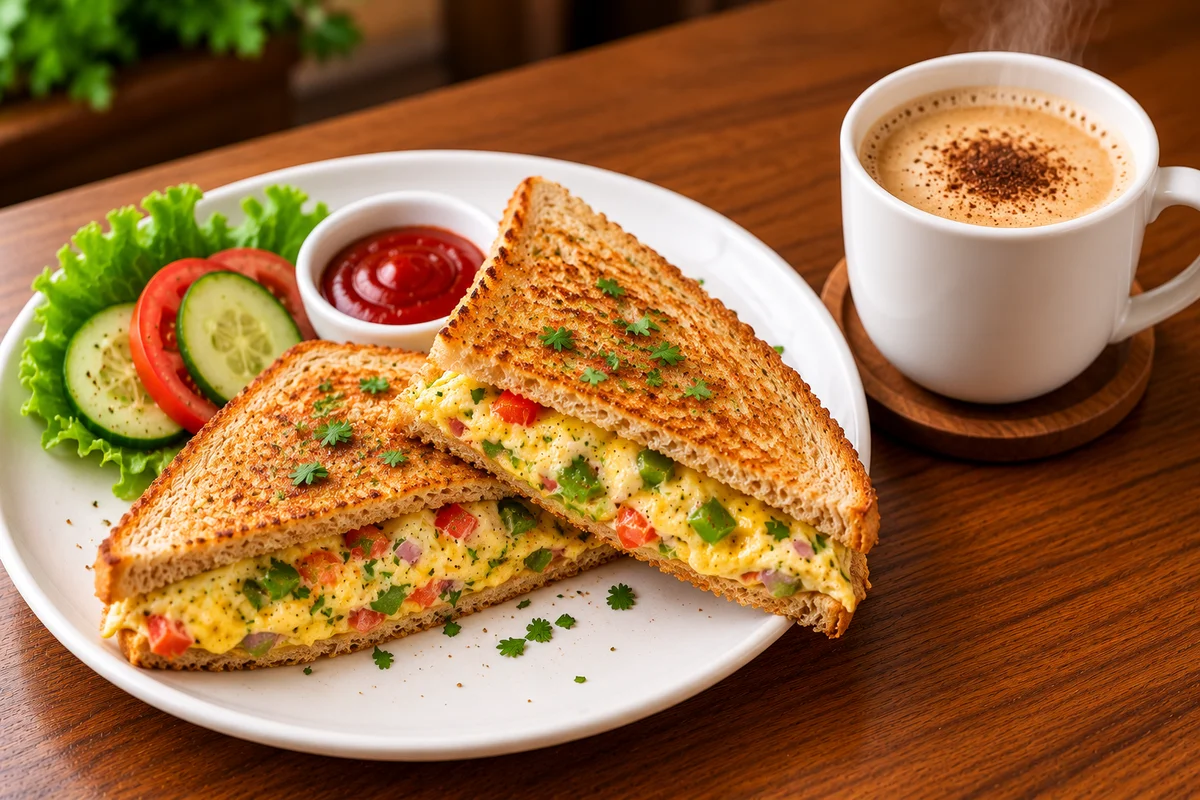 3Eggs- Bread Omlette+ Hot Coffee