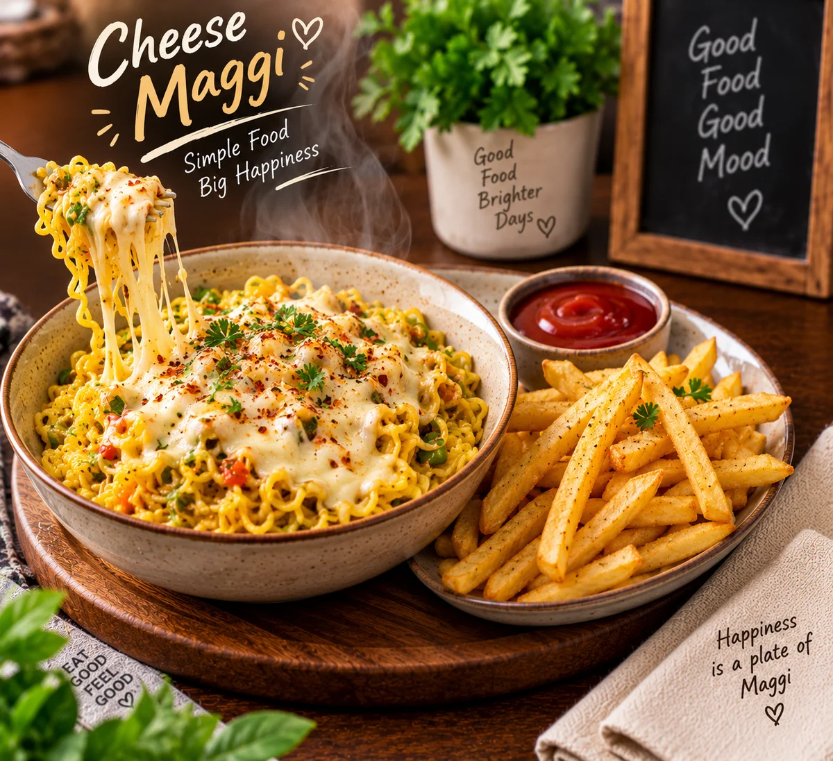 Cheese Maggi + Fries (plain)