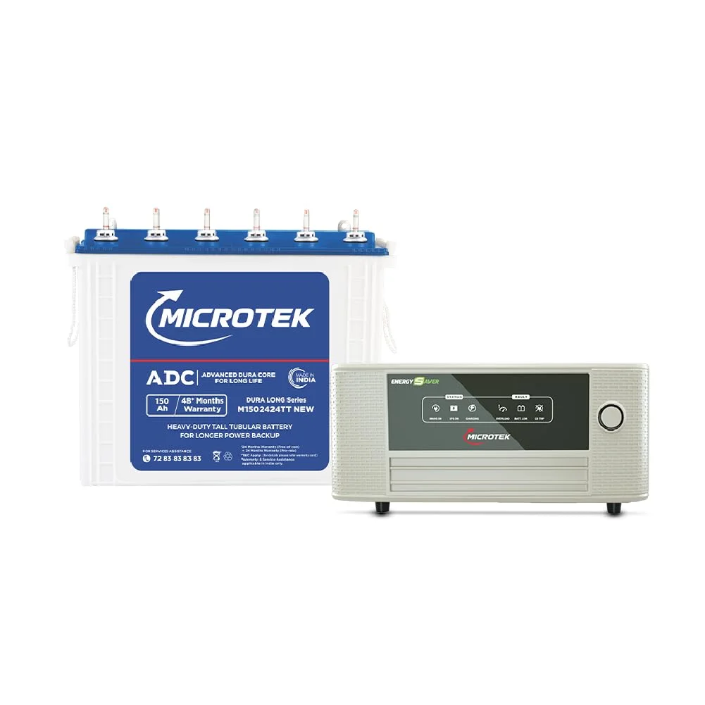 Microtek Inverter with Battery Combo for Home, Office & Shops | Energy Saver UPS 1025 12V Pure Digital Wave 925VA + M1502424TT 150Ah Inverter Battery | Warranty: 3Years(Inverter) & 4Years(Battery)