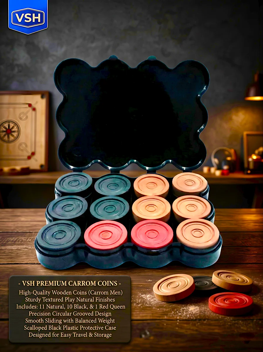 VSH Carrom Coin Wooden 8 mm with box