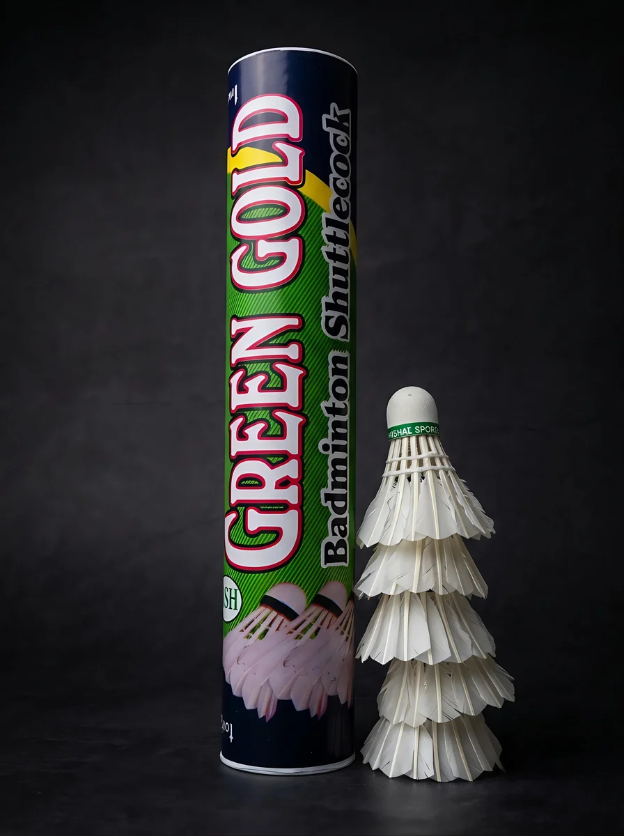 Vsh green gold feather shuttlecock