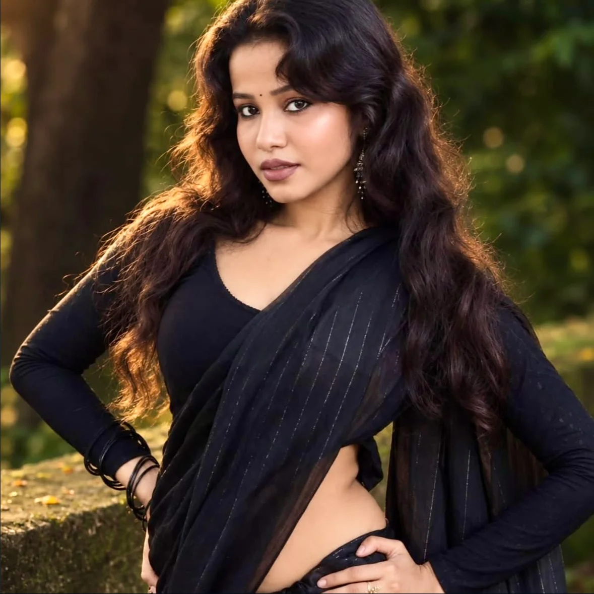 Midnight Shimmer Georgette Saree in Classic Black