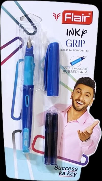 Flair Inky Grip Liquid Ink Fountain Pen Set, Smooth Writing Experience