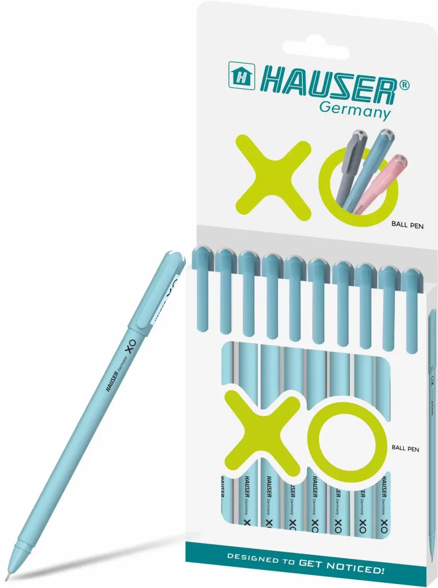 HAUSER XO Ball Point Pen Pack of 10 -Blue Ball Pen (Pack of 10, Ink Color - Blue)