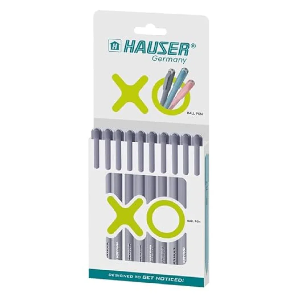 HAUSER XO Ball Point Pen Pack of 10 -Blue Ball Pen (Pack of 10, Ink Color - Black)