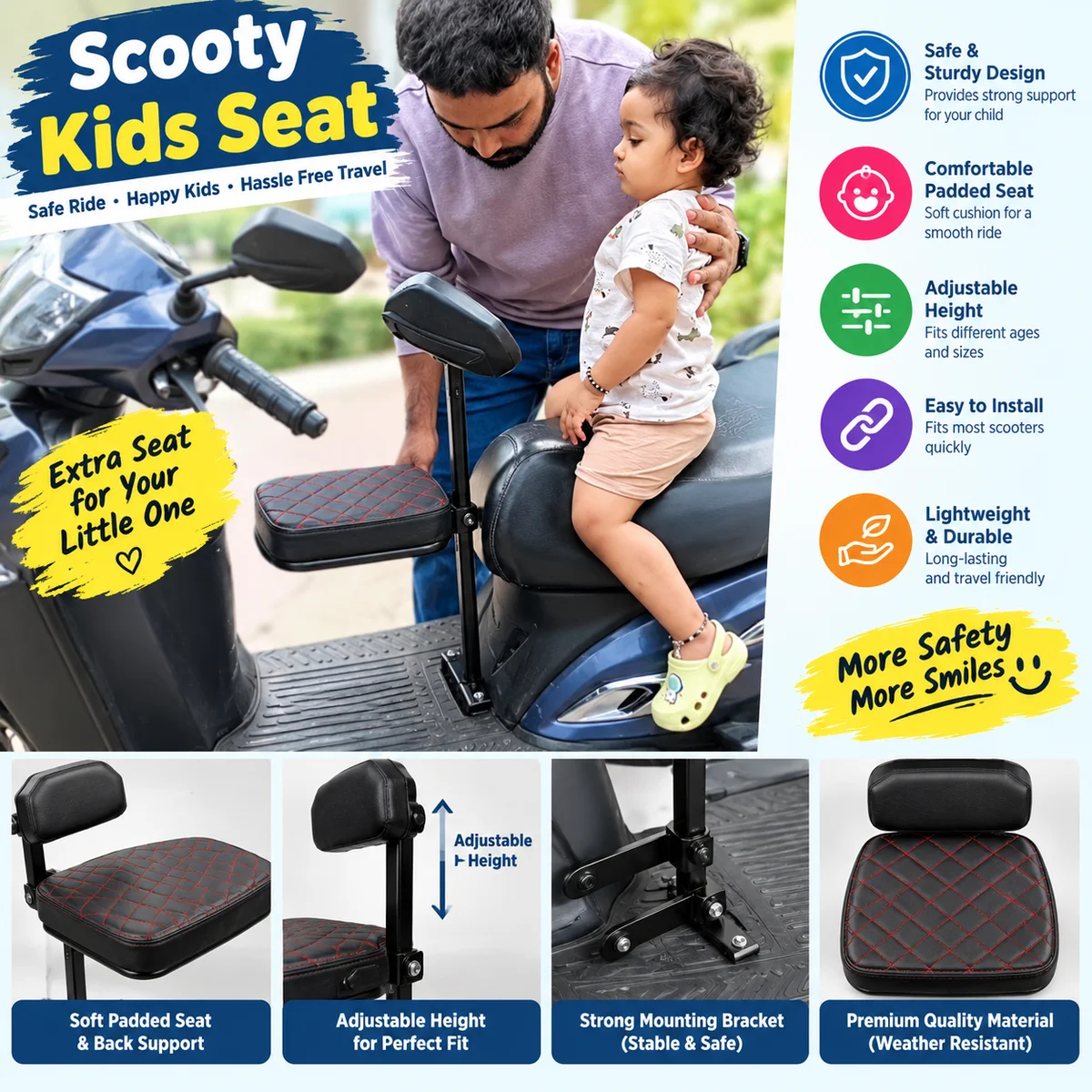Scooty Kids Seat with Backrest – Padded Child Support Seat