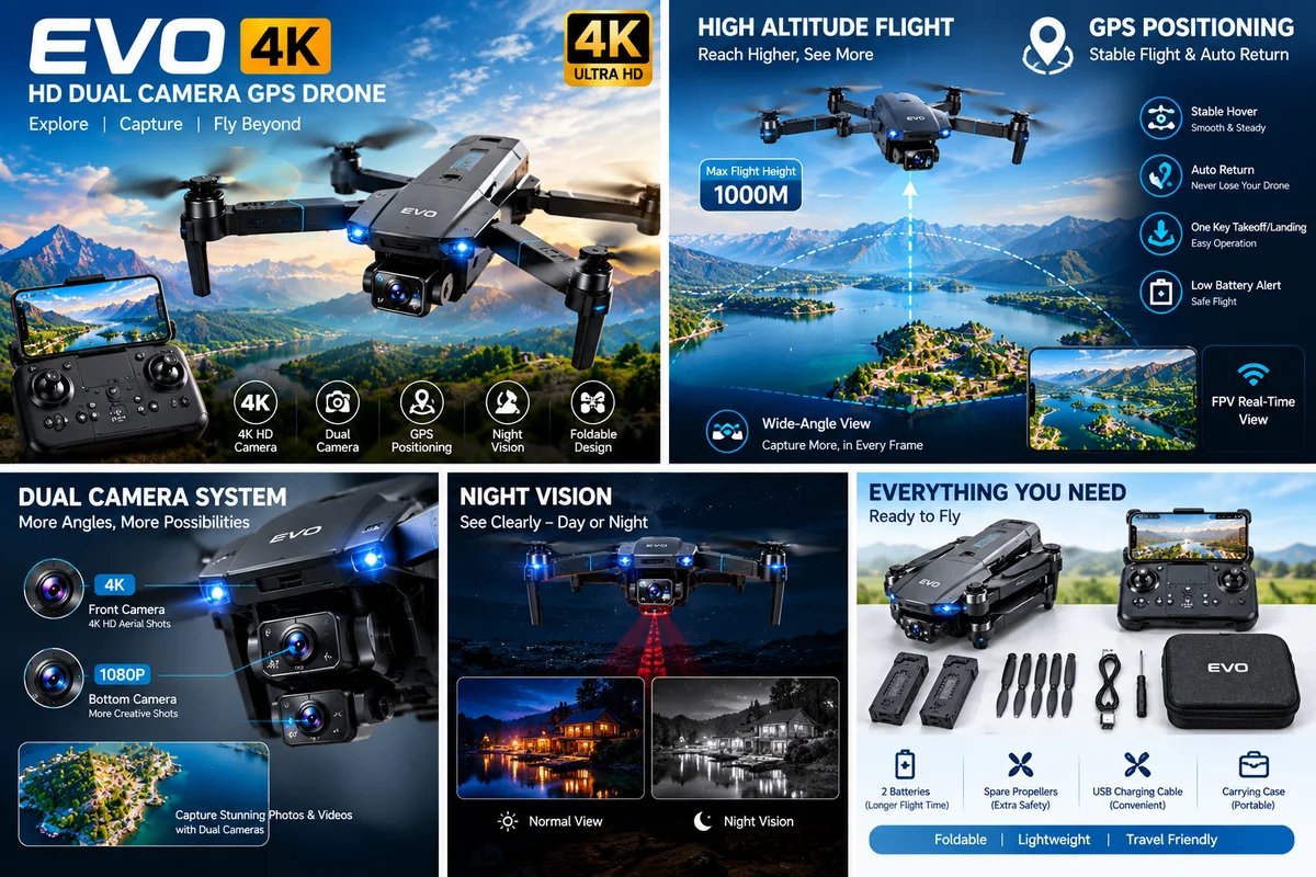EVO 1080P HD Dual Camera GPS Drone