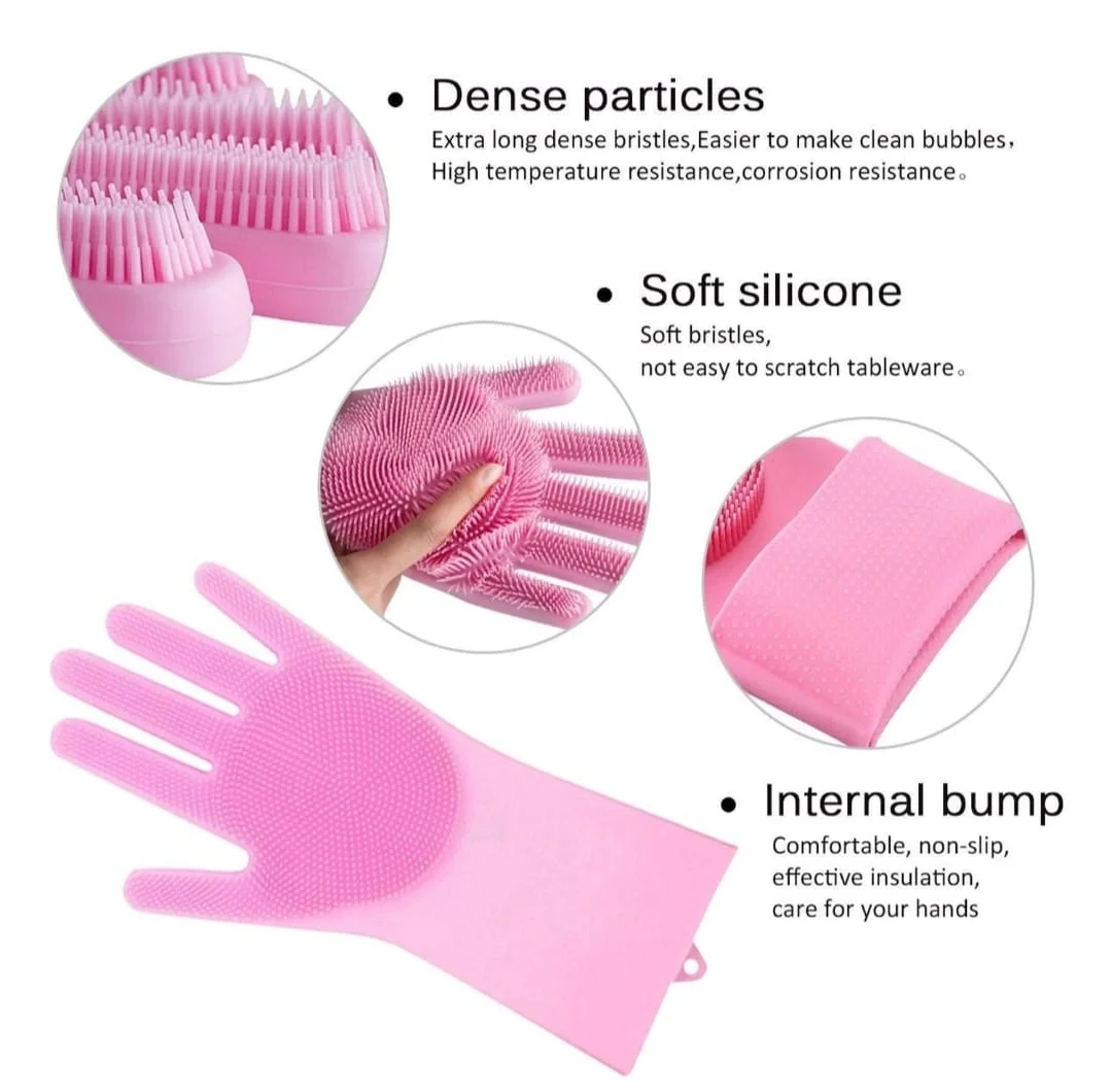 Silicon Cleaning Gloves- Multicolor Reusable Scrubber For Pets Pack Of 2 4