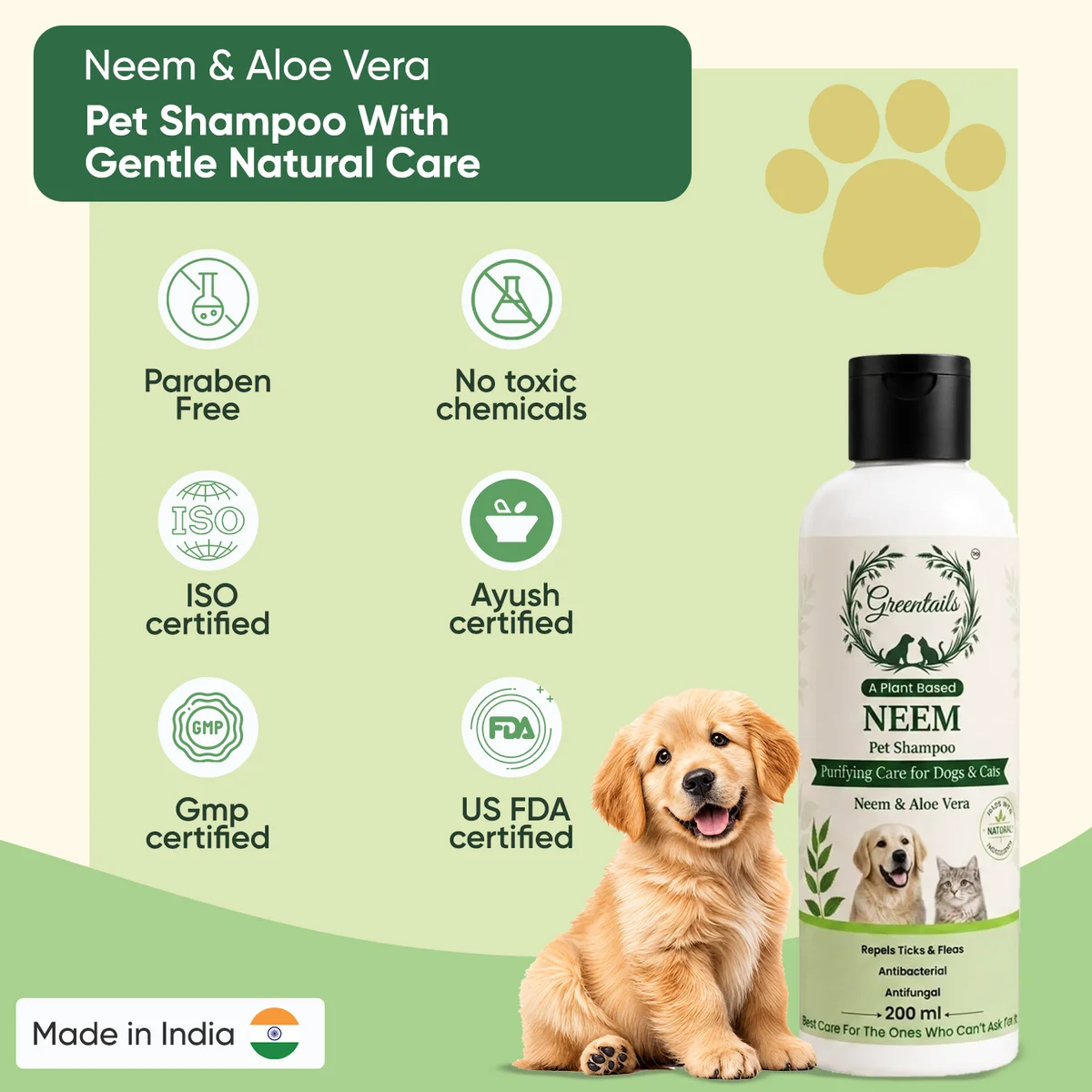 Greentails Neem Pet Shampoo 200 Ml ( Pack of 2) 2