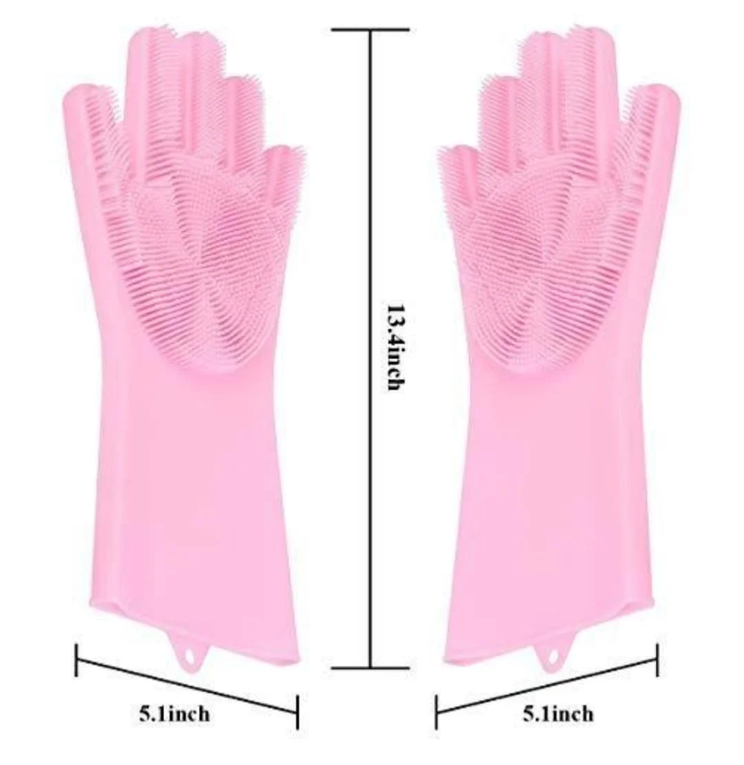 Silicon Cleaning Gloves- Multicolor Reusable Scrubber For Pets Pack Of 2 3