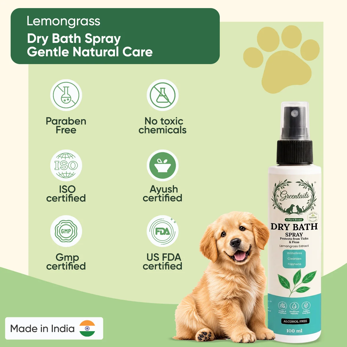 Greentails Dry Bath Spray For Pets 2