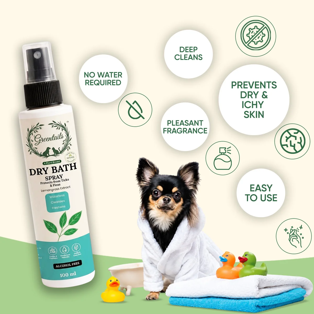 Greentails Dry Bath Spray For Pets 7