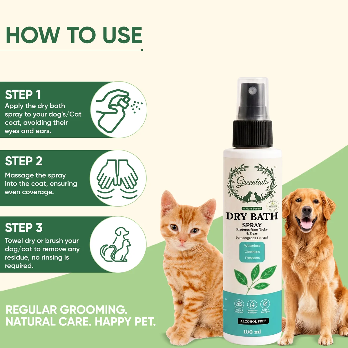 Greentails Dry Bath Spray For Pets 9