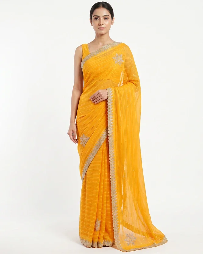 RINKATOKI Embellished Bollywood Georgette Saree
