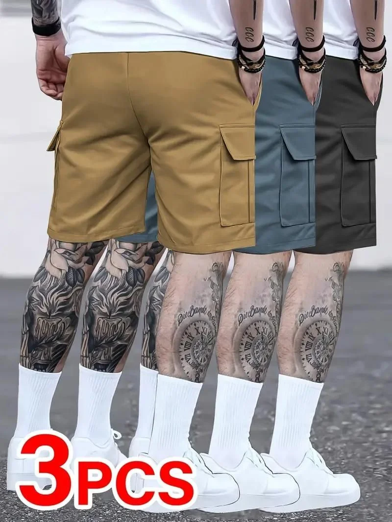 Men's Cotton Casual Cargo Shorts (Pack of