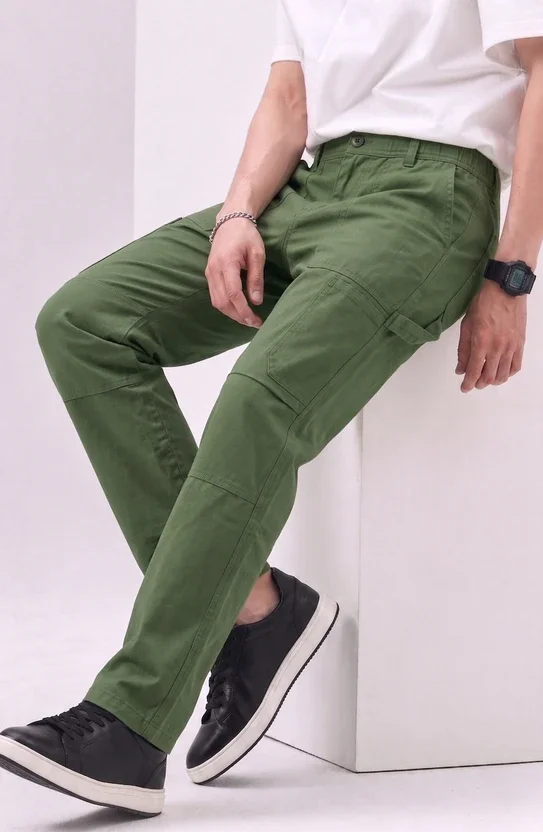 Try This Regular Fit Men Green Trousers