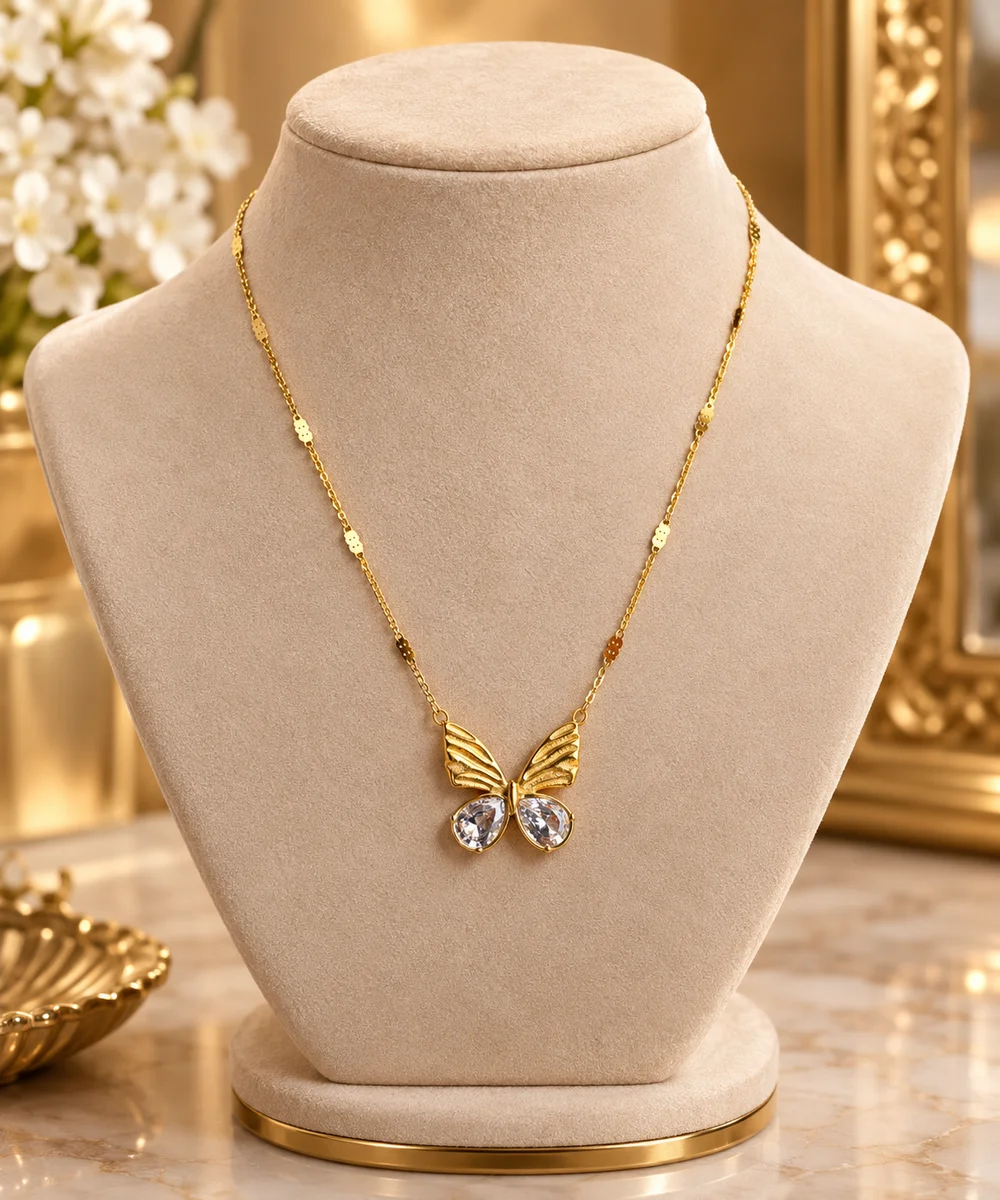 Butterfly pendant necklace for women Elegant butterfly pendant with a delicate chain, designed for a stylish and charming look. Occasions: Daily Wear, Parties, Date Nights, Weddings & Festivals.