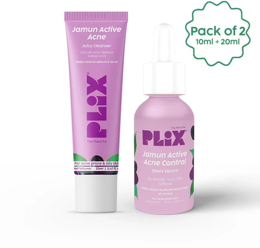 द प्लांट फिक्स प्लिक्स Jamun Mini Cleanser & 10% Niacinamide Jamun Face Serum for Acne marks
