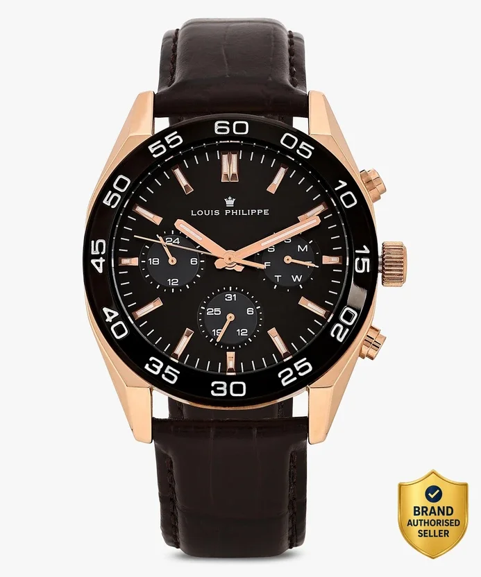 Louis Philippe LP000009A Multifunction Black Dial Analog Watch घड़ी - पुरुषों के लिए