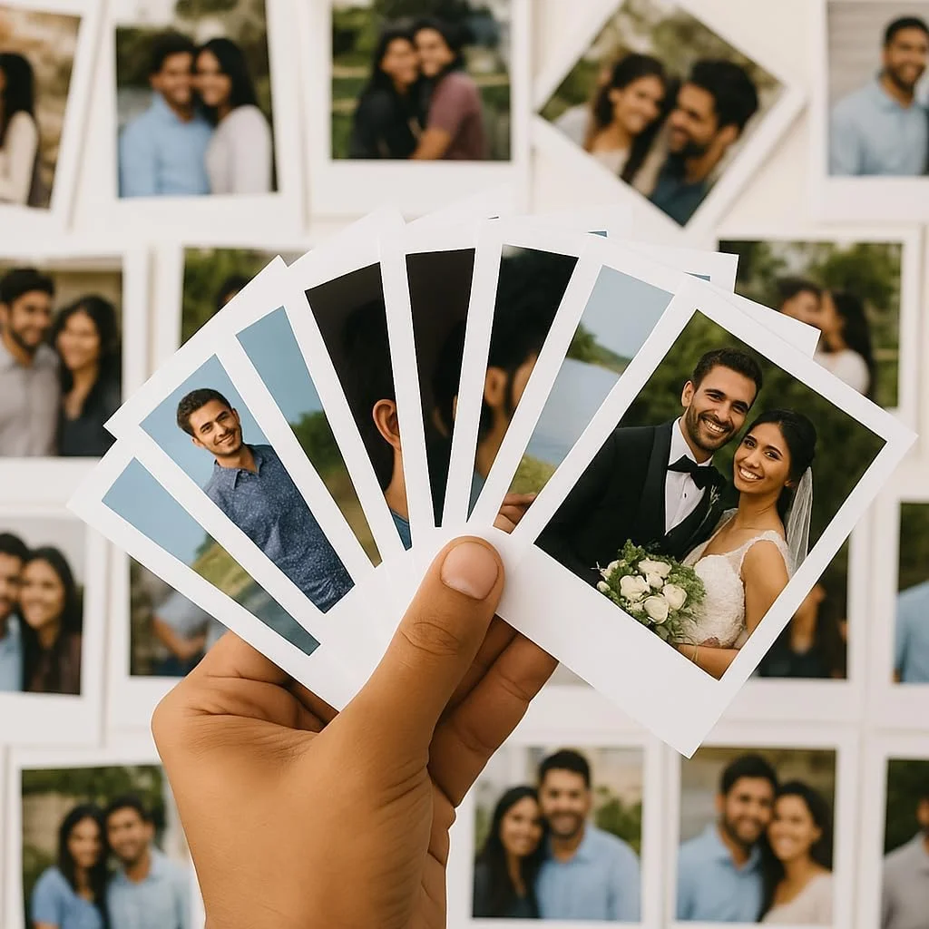 Customised Mini Photo Prints Personalized Gifts with Your Photos | Vintage Style Polaroid Cards | 350 GSM Glossy Paper | Multicolour 4 x 3 Inches, White, (Pack of 10)