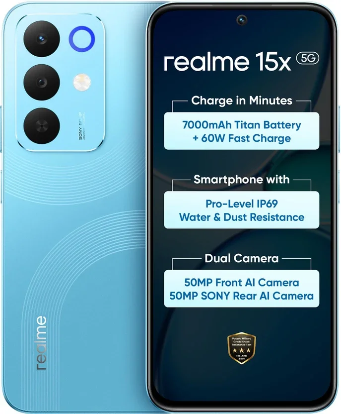 realme 15x 5G (Aqua Blue, 128 GB) = Mint