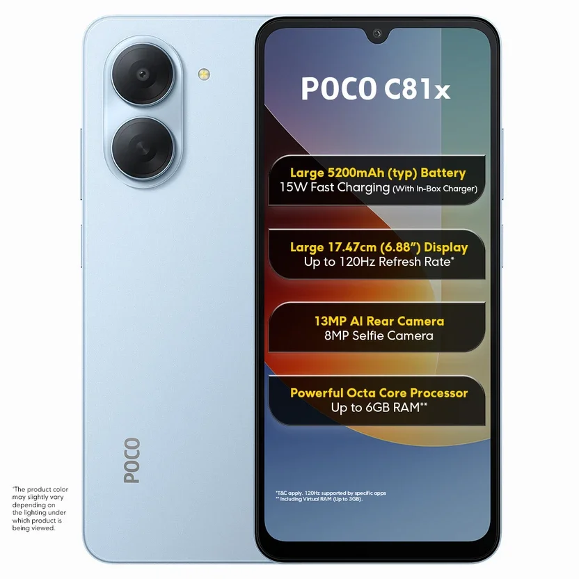 POCO C81x (Ice Blue, 64 GB) = Sealed Pack