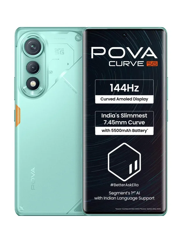Tecno Pova Curve 5G (Neon Cyan, 128 GB) = Super Mint