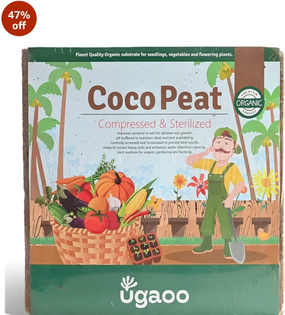 UGAOO Cocopeat Block 1 Kg Compressed & Sterilized Coconut Fiber