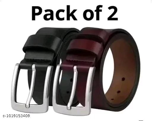 MEN BELT 2 PCS BELT BLACK &BROWN LATHER BELT