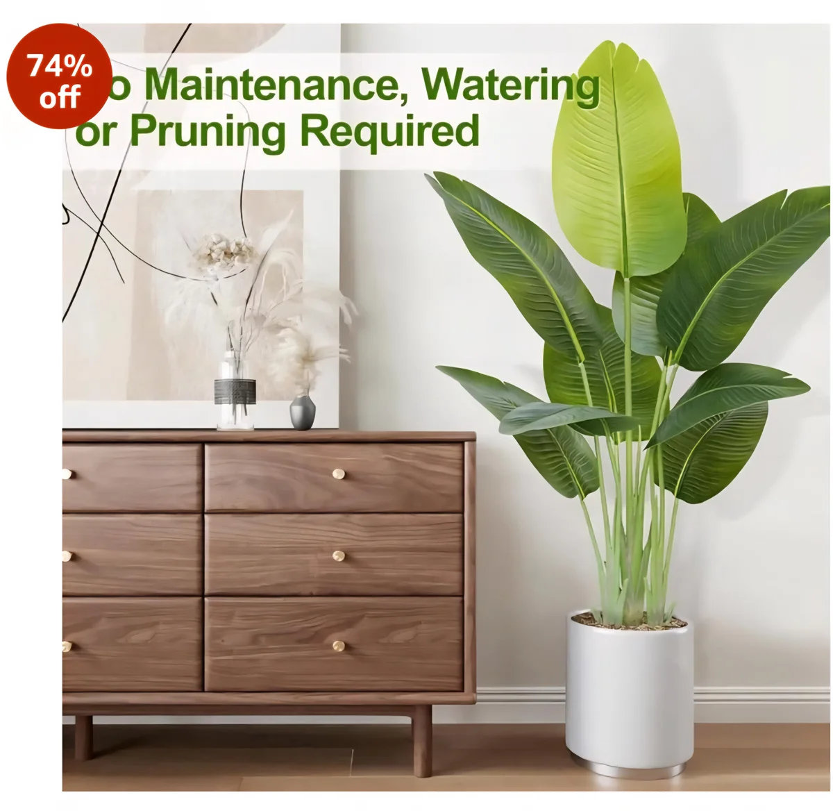 4 Ft Artificial Bird of Paradise Plant with Pot – Realistic Indoor Tropical Home Décor