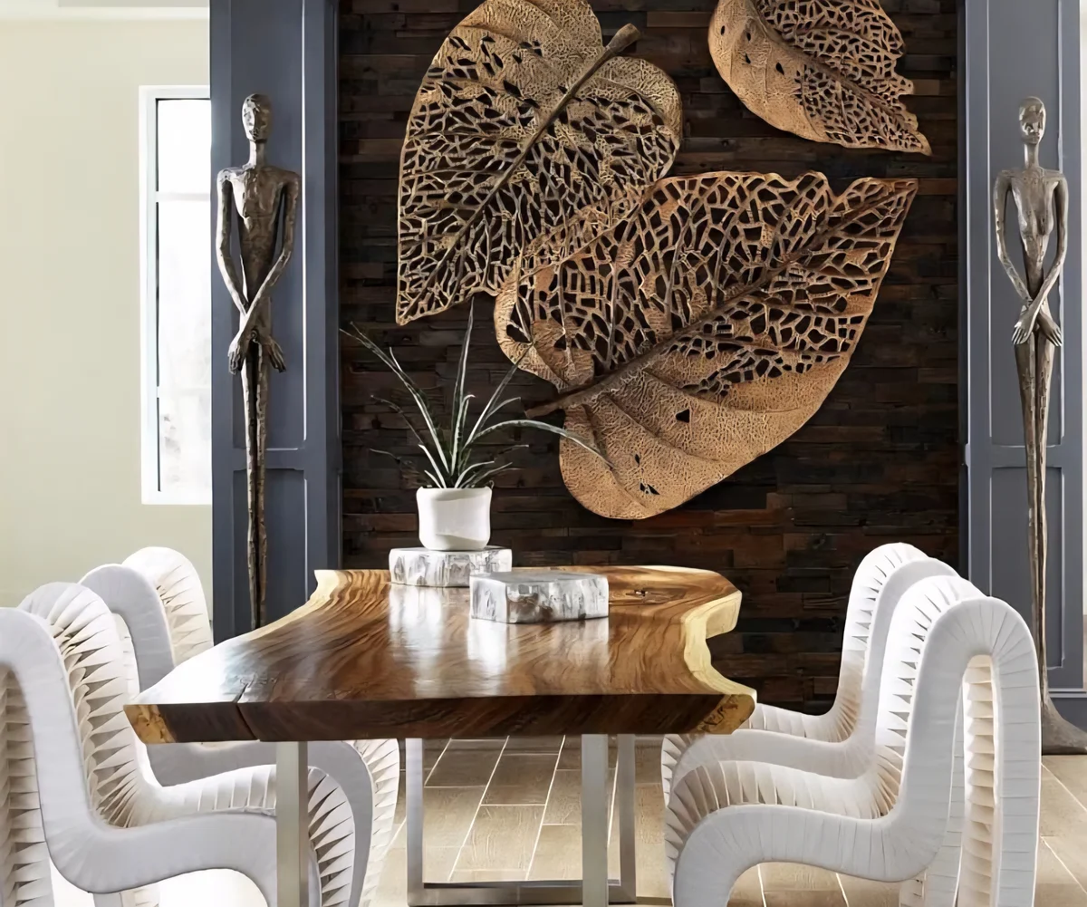 Set of 3 Antique Copper Metal Leaf Wall Décor – Decorative Wall Sculptures