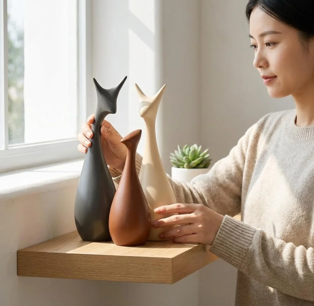 Elegant Deer Family Ceramic Showpiece – Set of 3 | Modern Home & Office Decoration