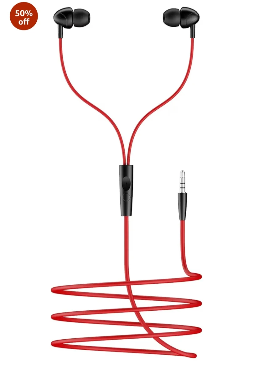 boAt Bassheads 211 Wired Earphones with 10mm Drivers, Signature Sound, in-Line Microphone, 3.5mm Jack, Voice Assistant & 120cm Cables (Raging Black)