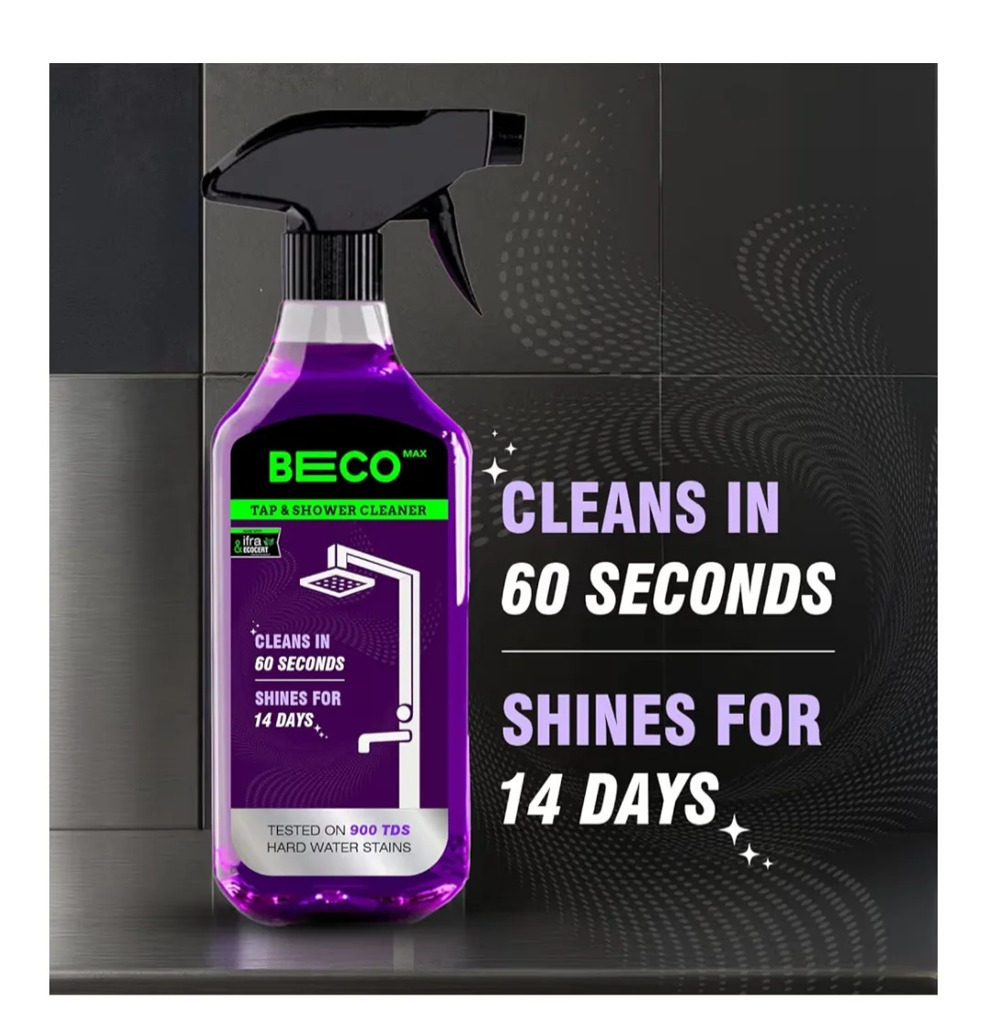 Beco Tap & Shower Limescale Remover 500ml | Descaler Liquid | Removes Hard Water Stains in 60 Seconds | 2X Metal Shine | Cleans Taps, Showers, Tiles & Mirrors : Amazon.in: Health & Personal Care