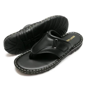 Ambur Leather Pandiyan Pride Sandals (Black)