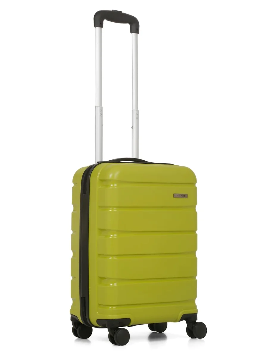 Teakwood Unisex Trolley Bag, Hard Cabin Trolley Small, 55 CM Trolley Bag for Travel, Lock System 360 Degree 8 Rotating Wheel (S, Lime Green)