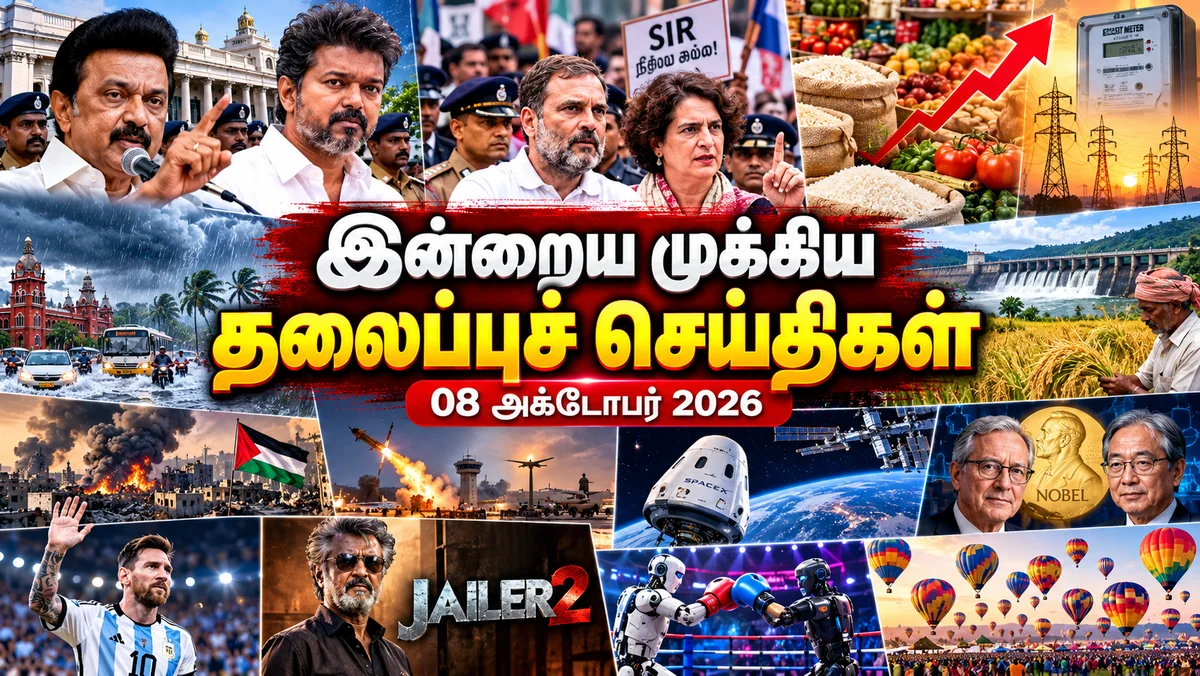 இன்றைய முக்கியத் தலைப்புச் செய்திகள் (08 அக்டோபர் 2026)