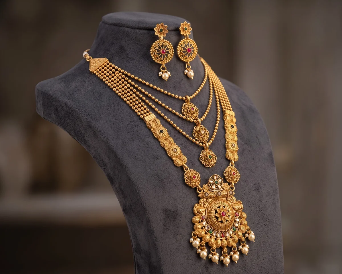 Designer Gold Tone Necklace Set