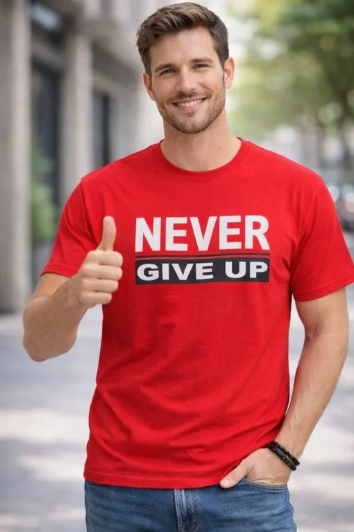 Never give up t shirts