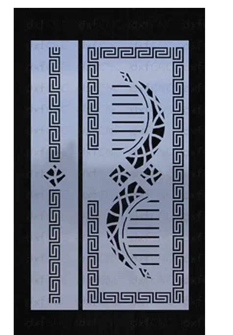 Diamond Lattice Ornamental Damask Double Panel Design - Laser Cut Door | DXF / DWG / AI / SVG