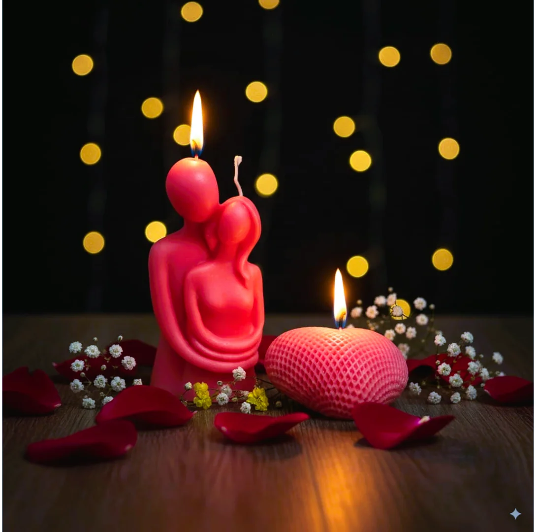 FIYARA WAX Hug Couple & Heart Decorative Candle