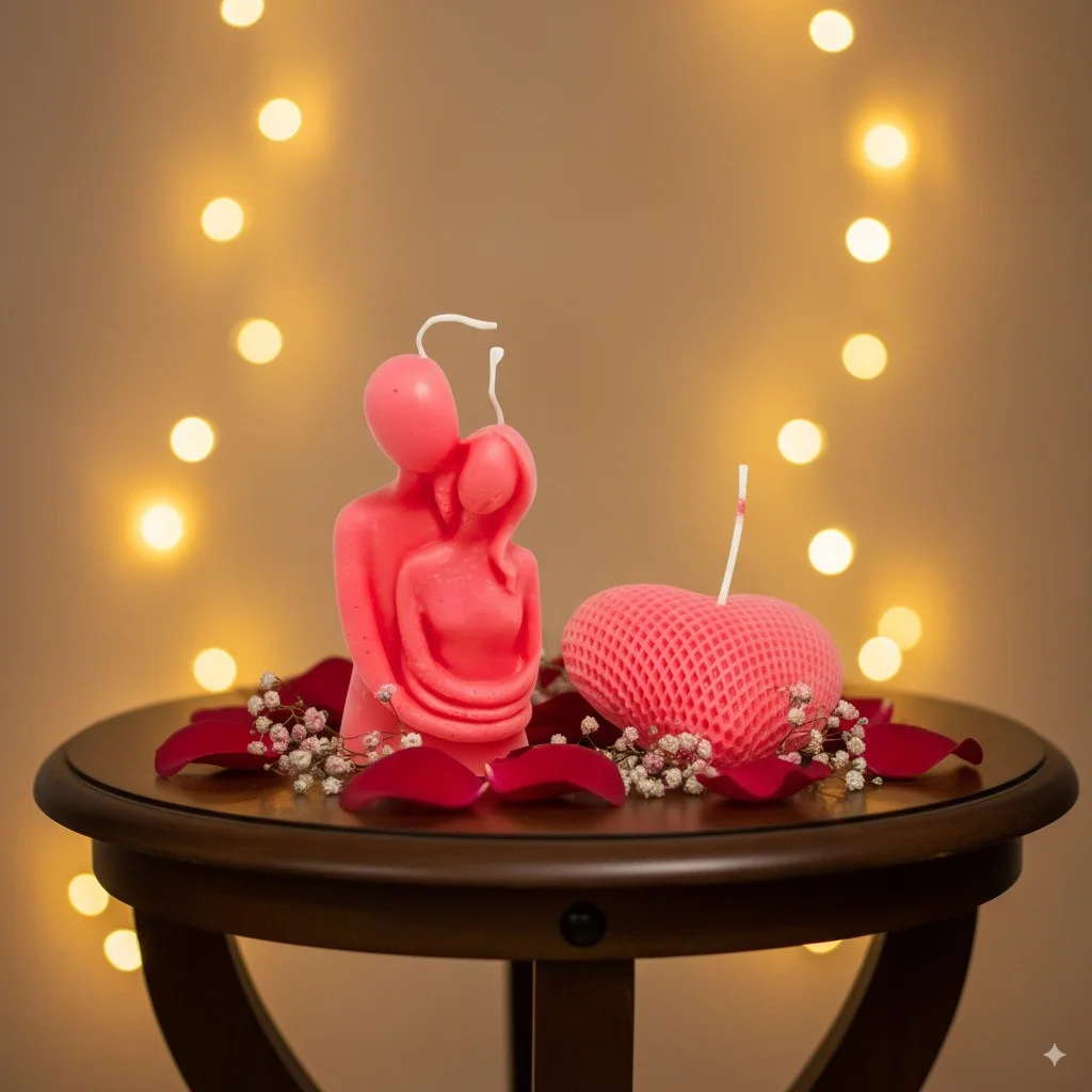 FIYARA WAX Hug Couple & Heart Decorative Candle