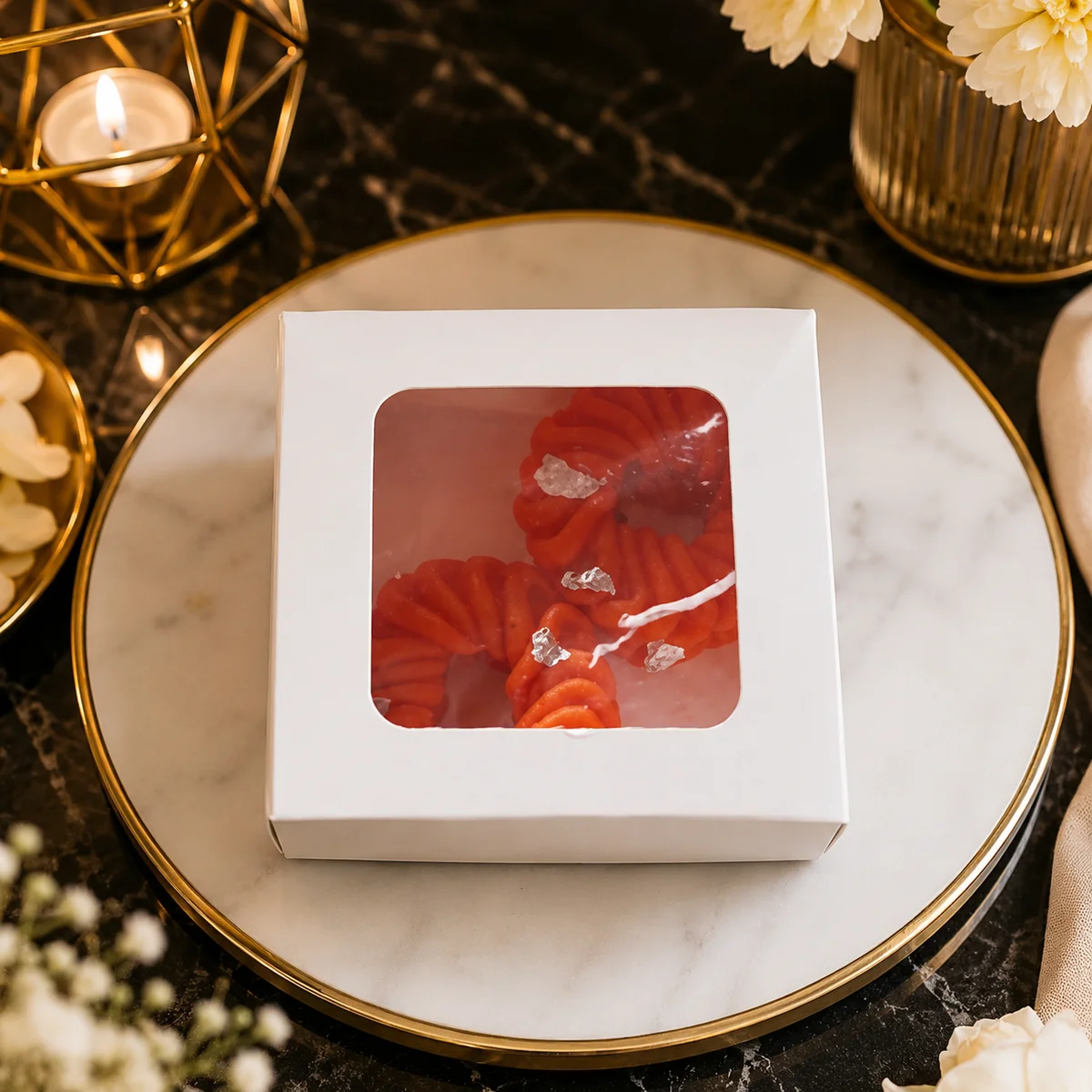 FIYARA WAX Imarti Shape Scented Candle | Vegetable Wax & Soya wax | Pack of 4 |