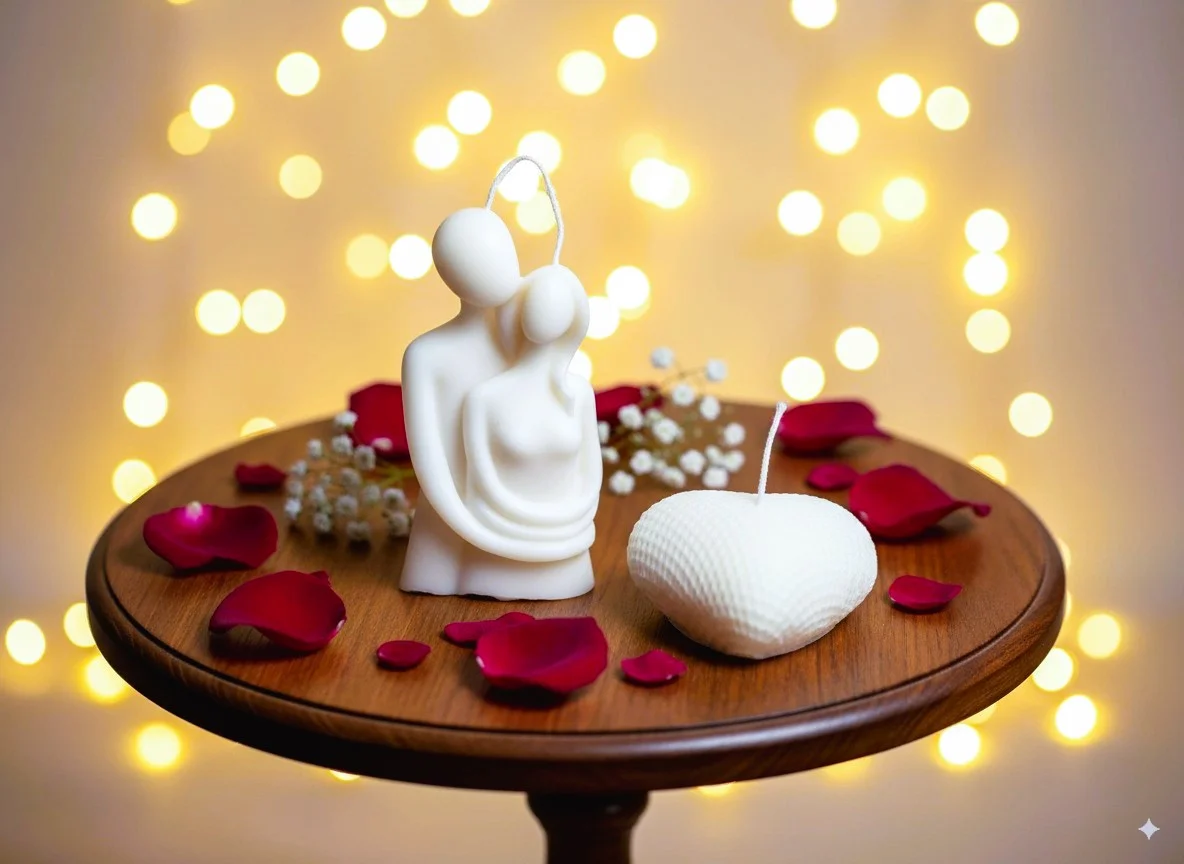 FIYARA WAX Hug Couple & Heart Decorative Candle