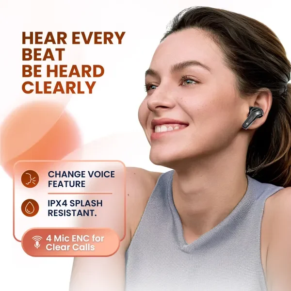 Fitpro X Flip Pods Earbuds With 72H Playback Ultra-Low Latency With 4 Mic Enc, 5.4V Bluetooth (Black, True Wireless) 5