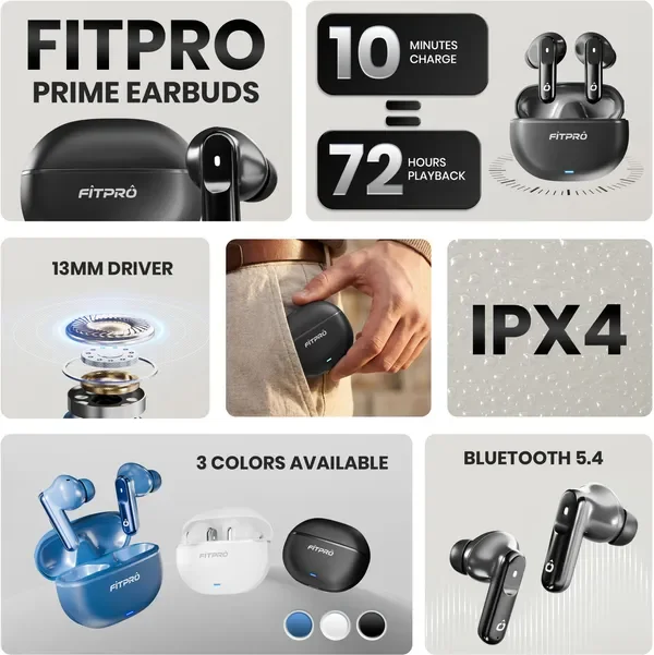Fitpro Neo 151 Earbuds With Enc,Touch Controls Hd Call 5.4V Bluetooth (Black, True Wireless) 3